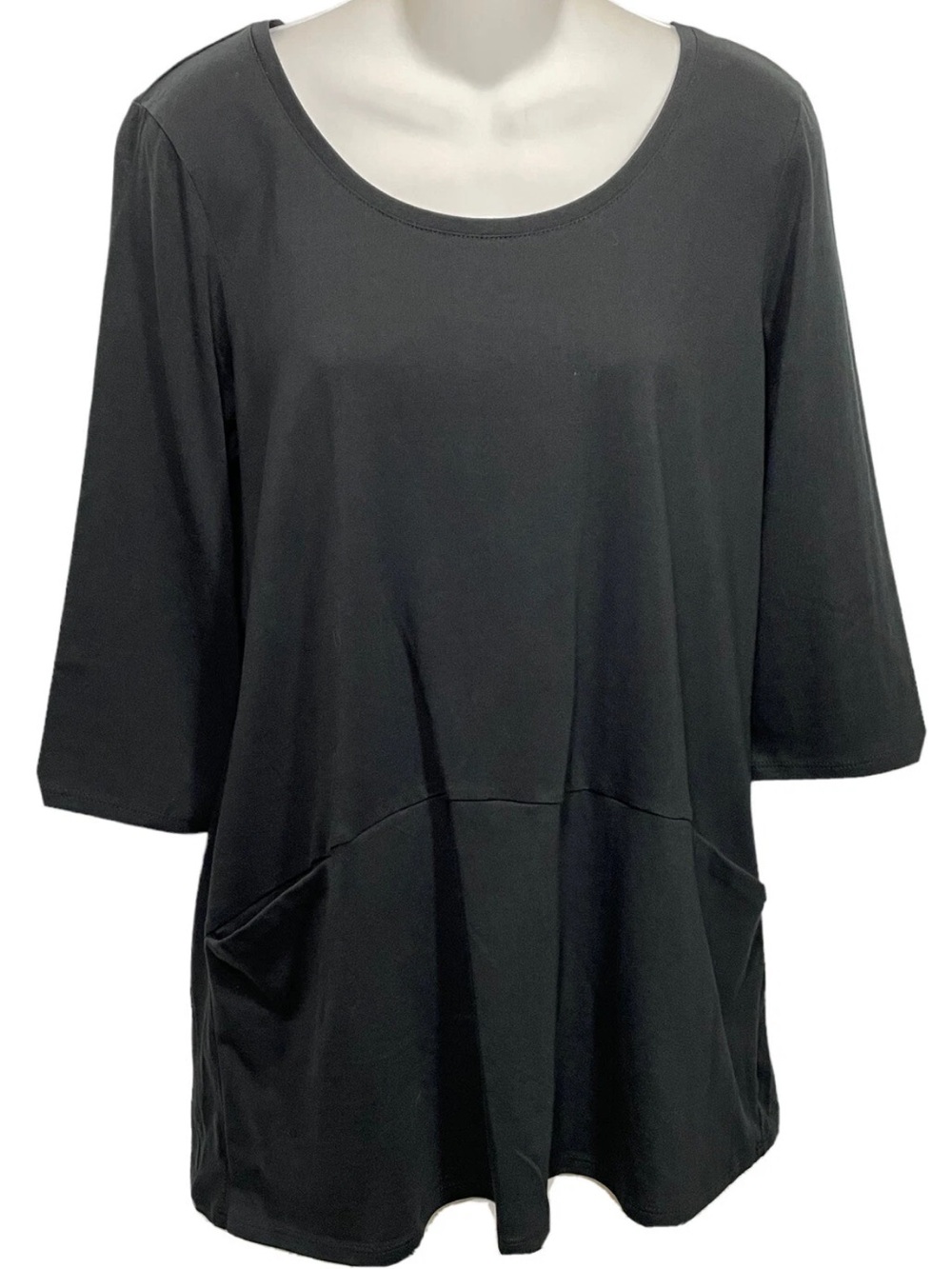 Pure J. Jill Curved Seam Tunic Black Pima Cotton